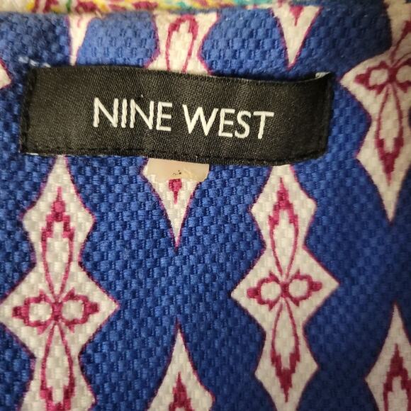 Contrast Print Midi Dress Pockets Geometric 70s Mod Groovy Summer Vacation Sz 16 - Picture 4 of 6